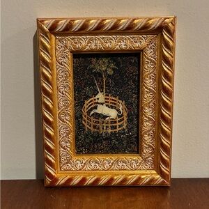 Unicorn Tapestry Ornate Gold Framed Print 7x9 Vintage Gold Frame Renaissance Art